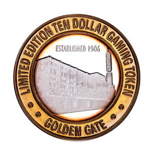 .999 Silver Golden Gate Las Vegas, NV $10 Casino Limited Edition Gaming Token: One .999 Silver Golden Gate Las Vegas, NV $10 Casino Limited Edition Gaming Token.