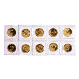 Lot of (10) 1999 Canada $5 Maple Leaf Gold Coins: One Lot of (10) 1999 Canada $5 Maple Leaf Gold Coins.