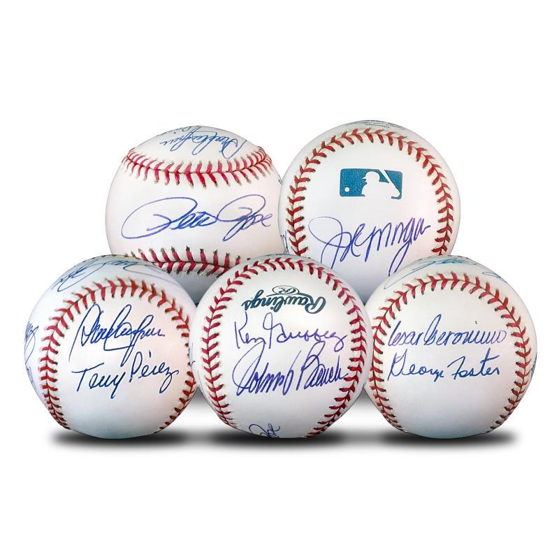 "Starting 8 Ball" Featuring Signatures From The Big Red Machine's Starting Eight: Please make note that our image displays various angles of a SINGLE ball featuring signatures from the Big Red Machine's starting eight; Johnny Bench (c), Tony Perez (1b), Joe Morgan (2b), Dave Concep