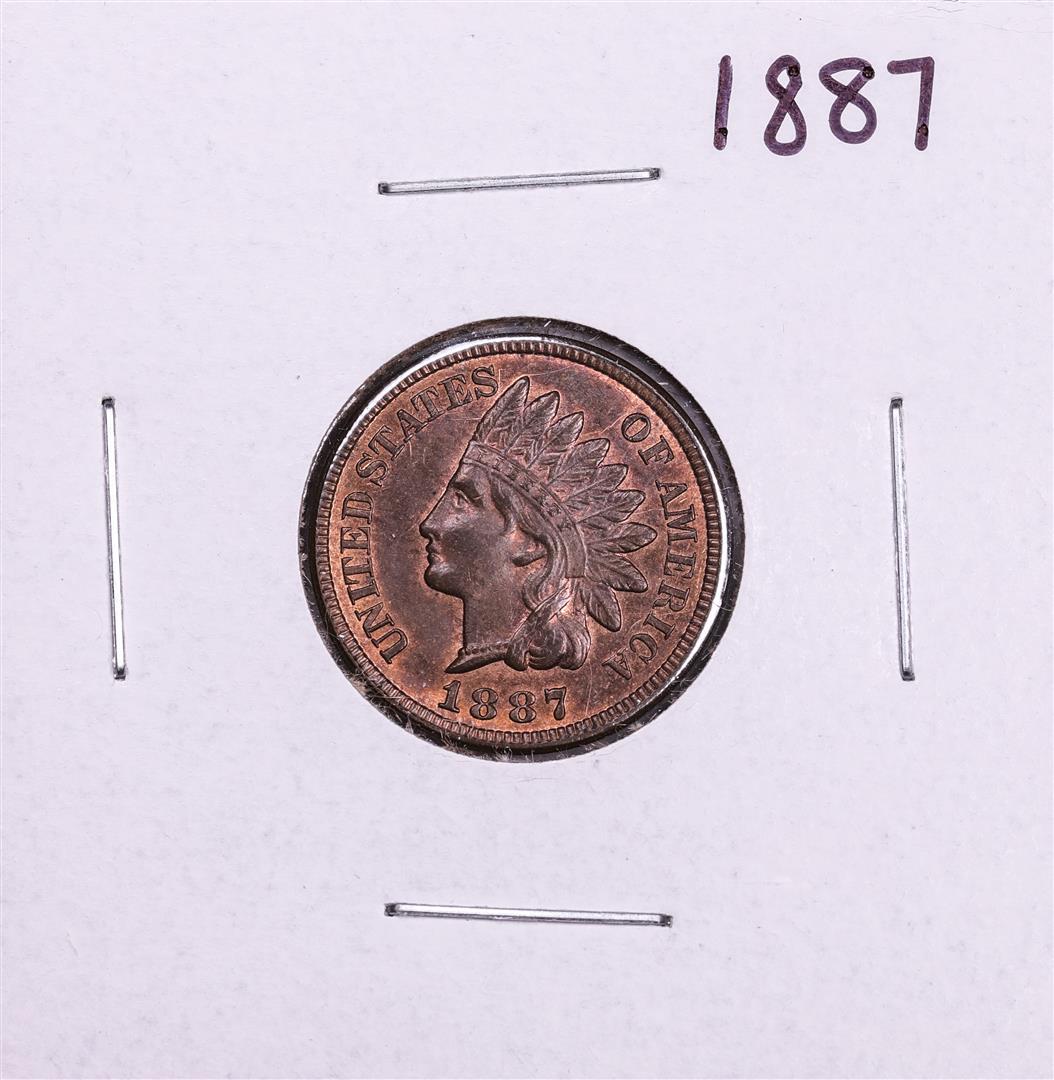 1887 Indian Head Cent Coin: One 1887 Indian Head Cent Coin.
