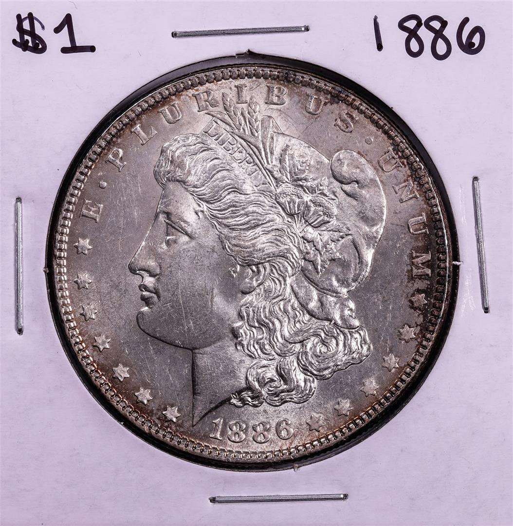 1886 $1 Morgan Silver Dollar Coin: One 1886 $1 Morgan Silver Dollar Coin.