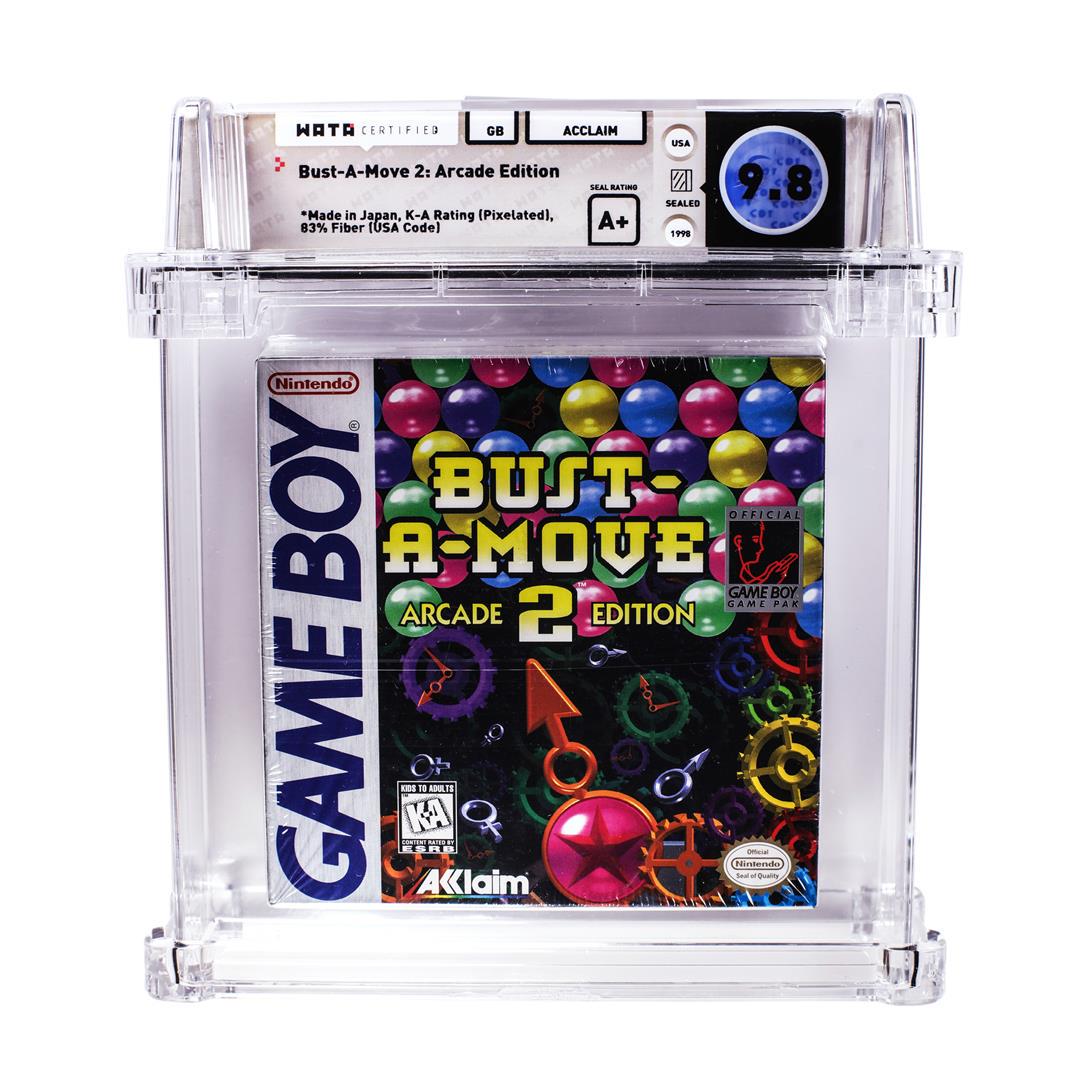 Bust-A-Move 2 Nintendo Game Boy Sealed Video Game WATA 9.8/A+: One Bust-A-Move 2 Nintendo Game Boy Sealed Video Game WATA 9.8/A+. WATA Graded.
