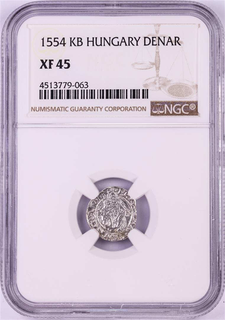 1554 KB Hungary Denar 'Madonna and Child' Coin NGC XF45: One 1554 KB Hungary Denar 'Madonna and Child' Coin NGC XF45. NGC Certified.