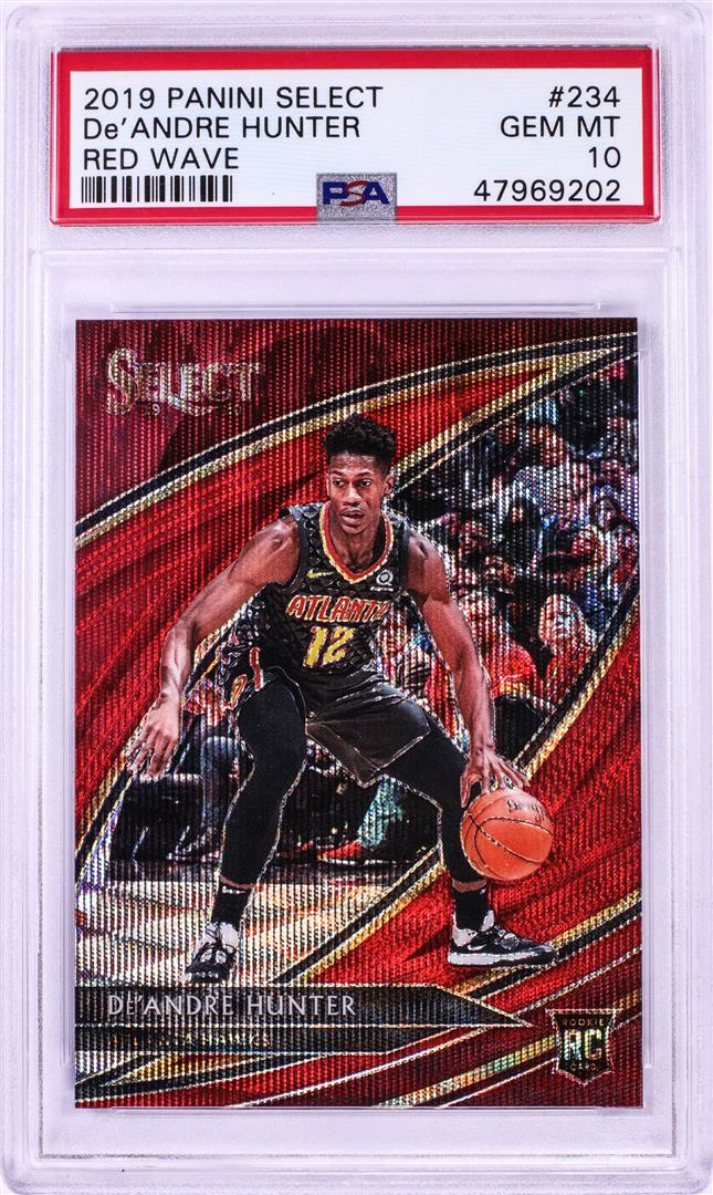 2019 Panini Select Red Wave De'andre Hunter Nba Card #234 Psa Gem