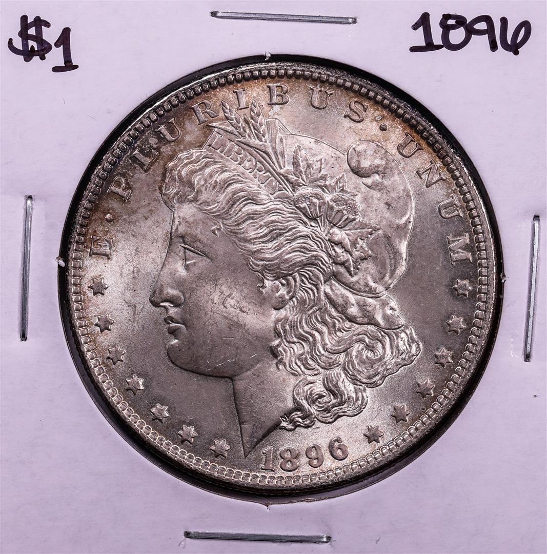 1896 $1 Morgan Silver Dollar Coin: One 1896 $1 Morgan Silver Dollar Coin.
