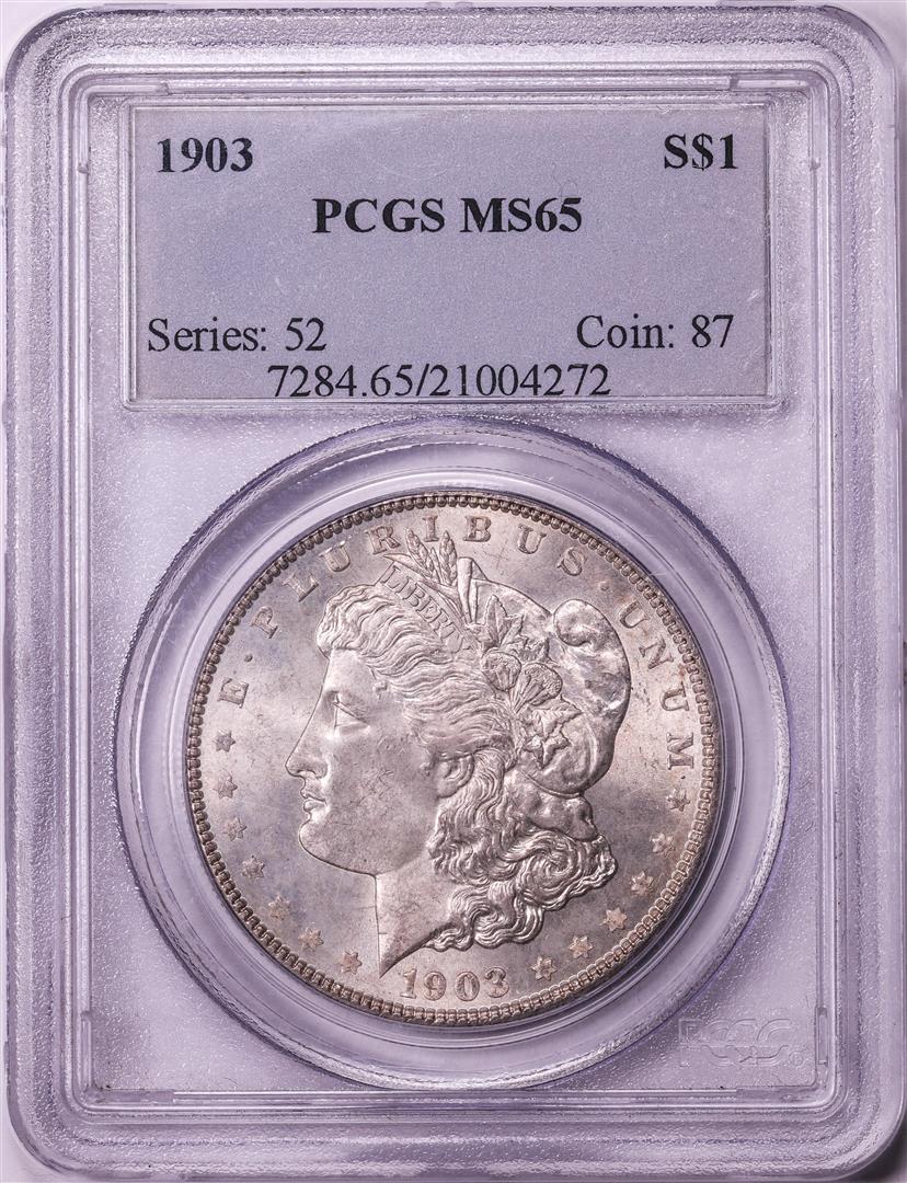1903 $1 Morgan Silver Dollar Coin PCGS MS65: One 1903 $1 Morgan Silver Dollar Coin PCGS MS65. PCGS Graded.