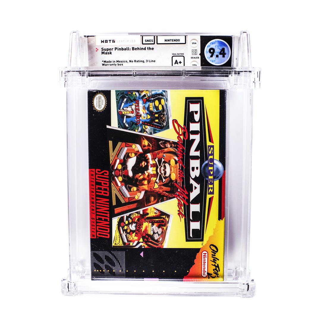 Super Pinball Behind the Mask (No Rating) SNES Super Nintendo Video Game WATA 9.4/A+: One Super Pinball Behind the Mask (No Rating) SNES Super Nintendo Video Game WATA 9.4/A+. WATA Graded.