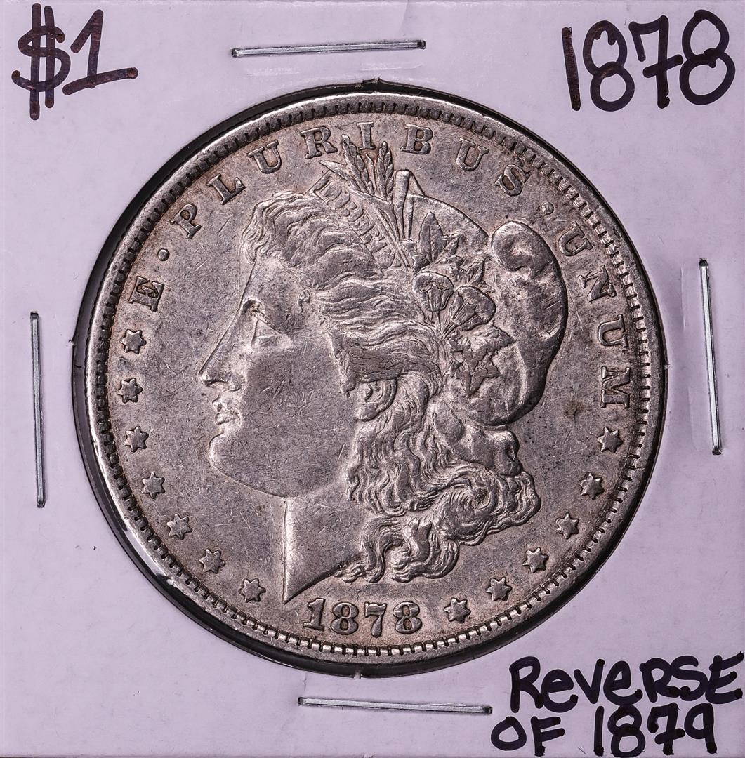 1878 Reverse of 1879 $1 Morgan Silver Dollar Coin: One 1878 Reverse of 1879 $1 Morgan Silver Dollar Coin.