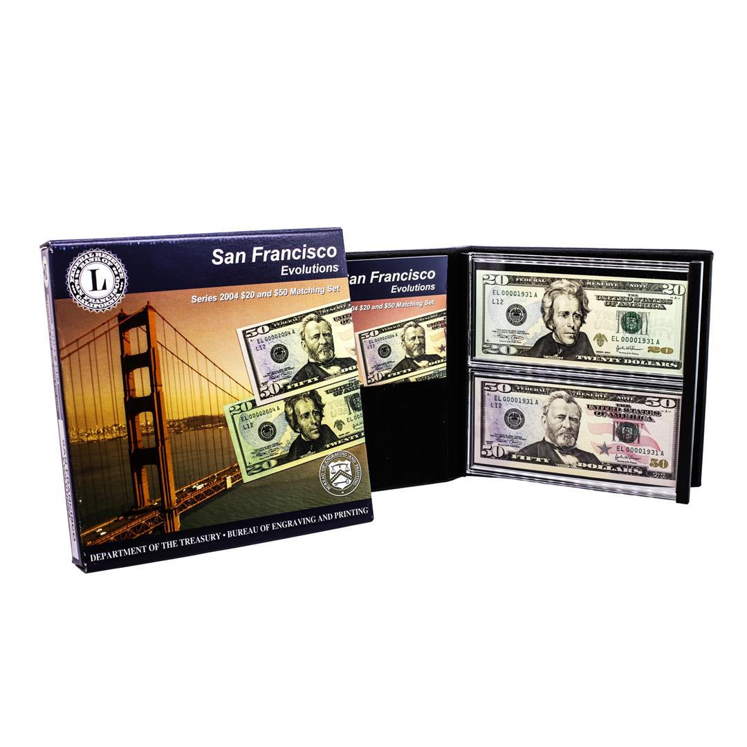 Evolutions Series 2004 $20 & $50 Federal Reserve Note San Francisco Matching Serial's: One Evolutions Series 2004 $20 & $50 Federal Reserve Note San Francisco Matching Serial's.