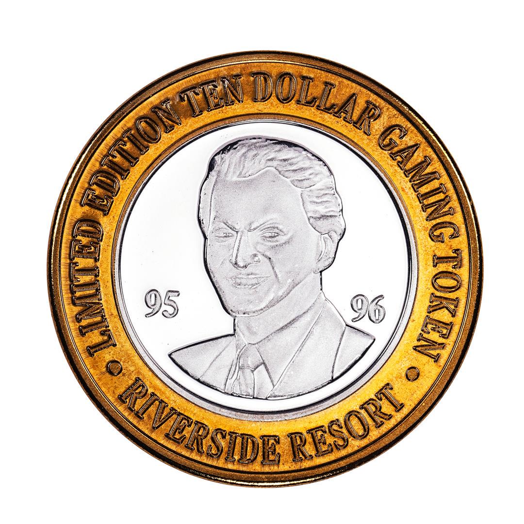 .999 Silver Riverside Resort Casino Laughlin, NV $10 Limited Edition Gaming Token: One .999 Silver Riverside Resort Casino Laughlin, NV $10 Limited Edition Gaming Token.