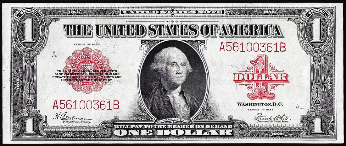 1923 $1 Legal Tender Note: One 1923 $1 Legal Tender Note.