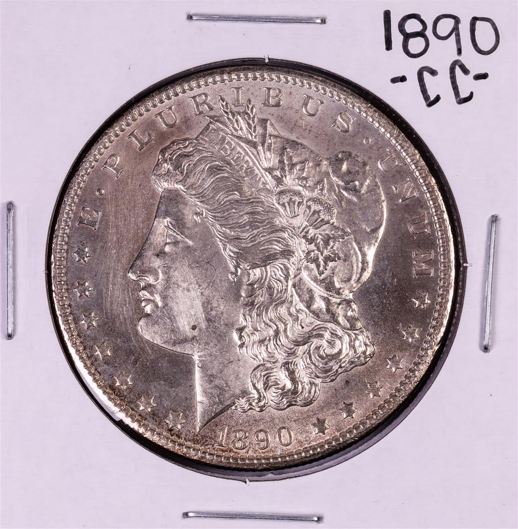 1890-CC $1 Morgan Silver Dollar Coin: One 1890-CC $1 Morgan Silver Dollar Coin.
