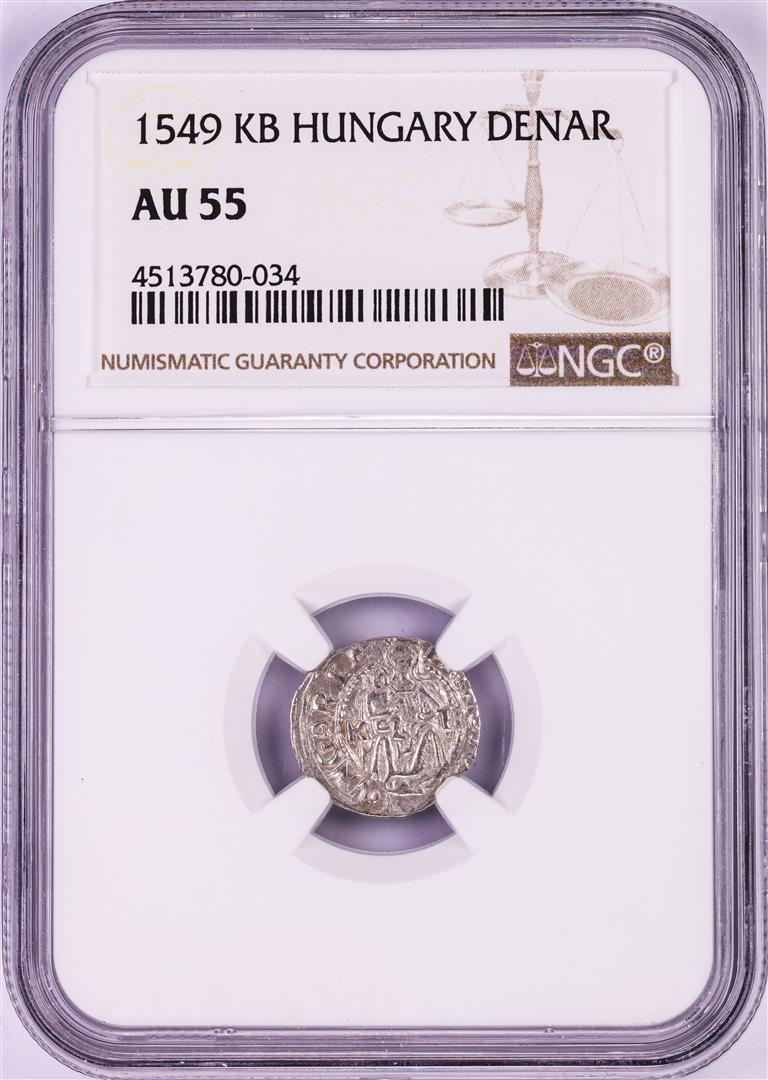 1549 KB Hungary Denar 'Madonna and Child' Coin NGC AU55: One 1549 KB Hungary Denar 'Madonna and Child' Coin NGC AU55. NGC Certified.