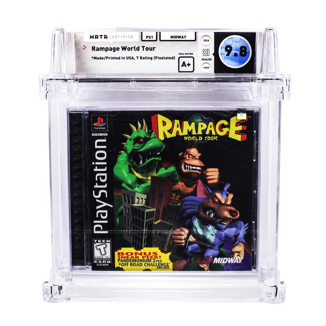 Rampage World Tour PS1 PlayStation Sealed Video Game WATA 9.8/A+: One Rampage World Tour PS1 PlayStation Sealed Video Game WATA 9.8/A+. WATA Graded.