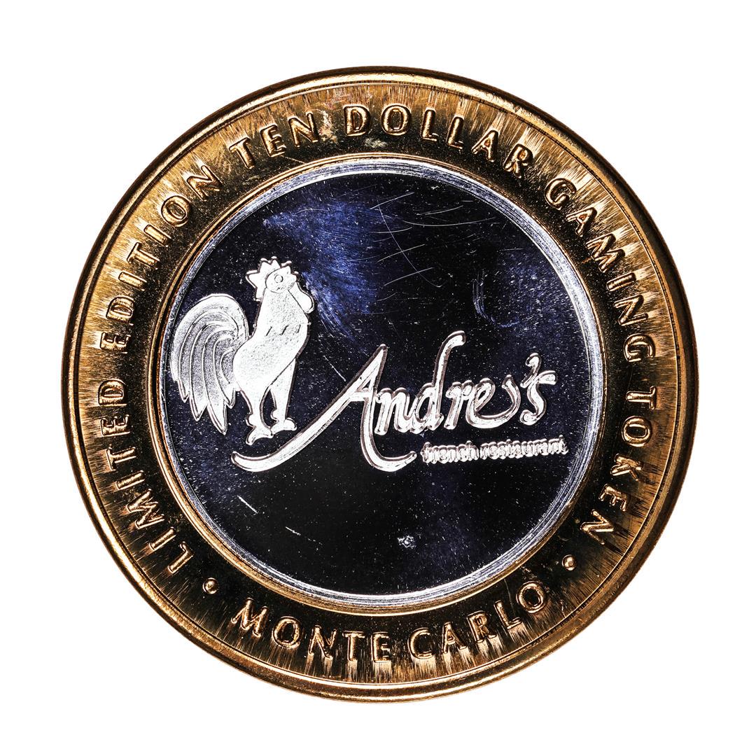 .999 Silver Monte Carlo Las Vegas, Nevada $10 Casino Limited Edition Gaming Token: One .999 Silver Monte Carlo Las Vegas, Nevada $10 Casino Limited Edition Gaming Token.