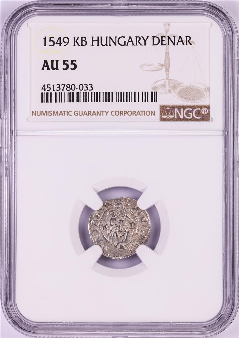 1549 KB Hungary Denar 'Madonna and Child' Coin NGC AU55: One 1549 KB Hungary Denar 'Madonna and Child' Coin NGC AU55. NGC Certified.