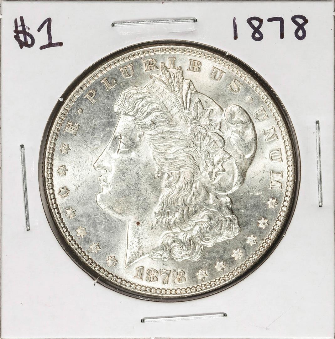 1878 $1 Morgan Silver Dollar Coin: One 1878 $1 Morgan Silver Dollar Coin.