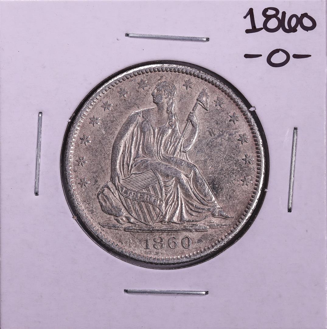 1860-O Seated Liberty Half Dollar Coin: One 1860-O Seated Liberty Half Dollar Coin.