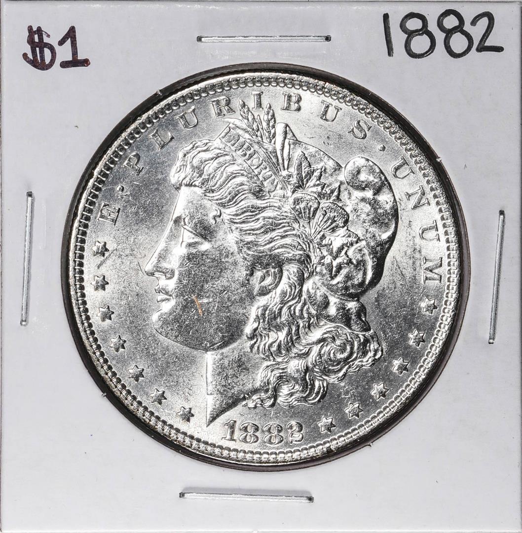 1882 $1 Morgan Silver Dollar Coin: One 1882 $1 Morgan Silver Dollar Coin.