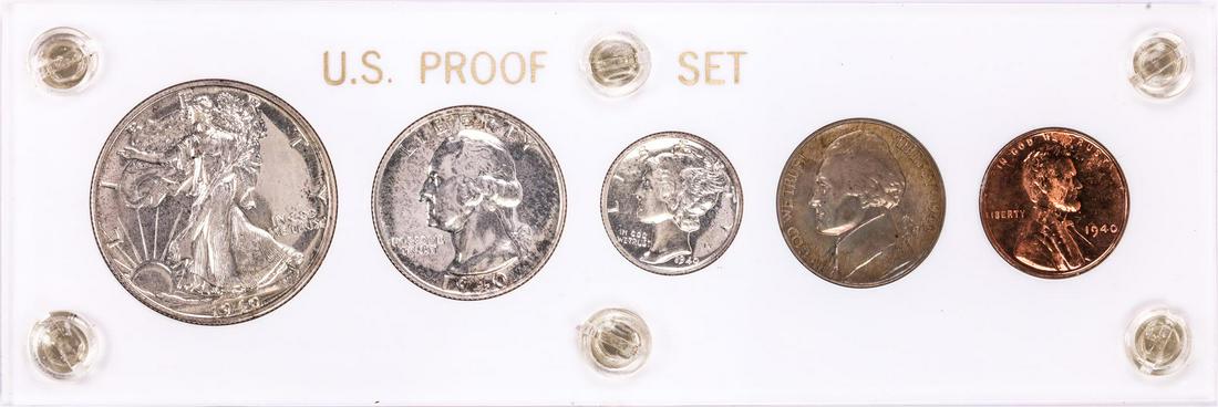 1940 (5) Coin Proof Set: One 1940 (5) Coin Proof Set.