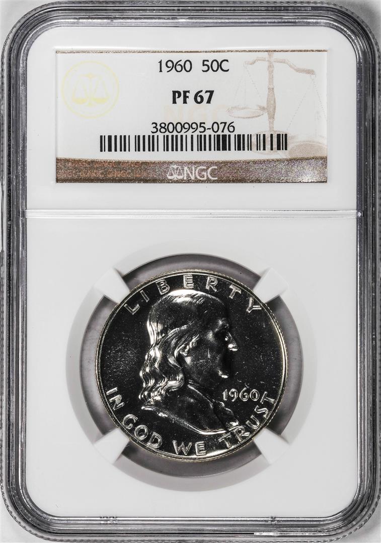 1960 Proof Franklin Half Dollar Coin NGC PF67: One 1960 Proof Franklin Half Dollar Coin NGC PF67. NGC Certified.