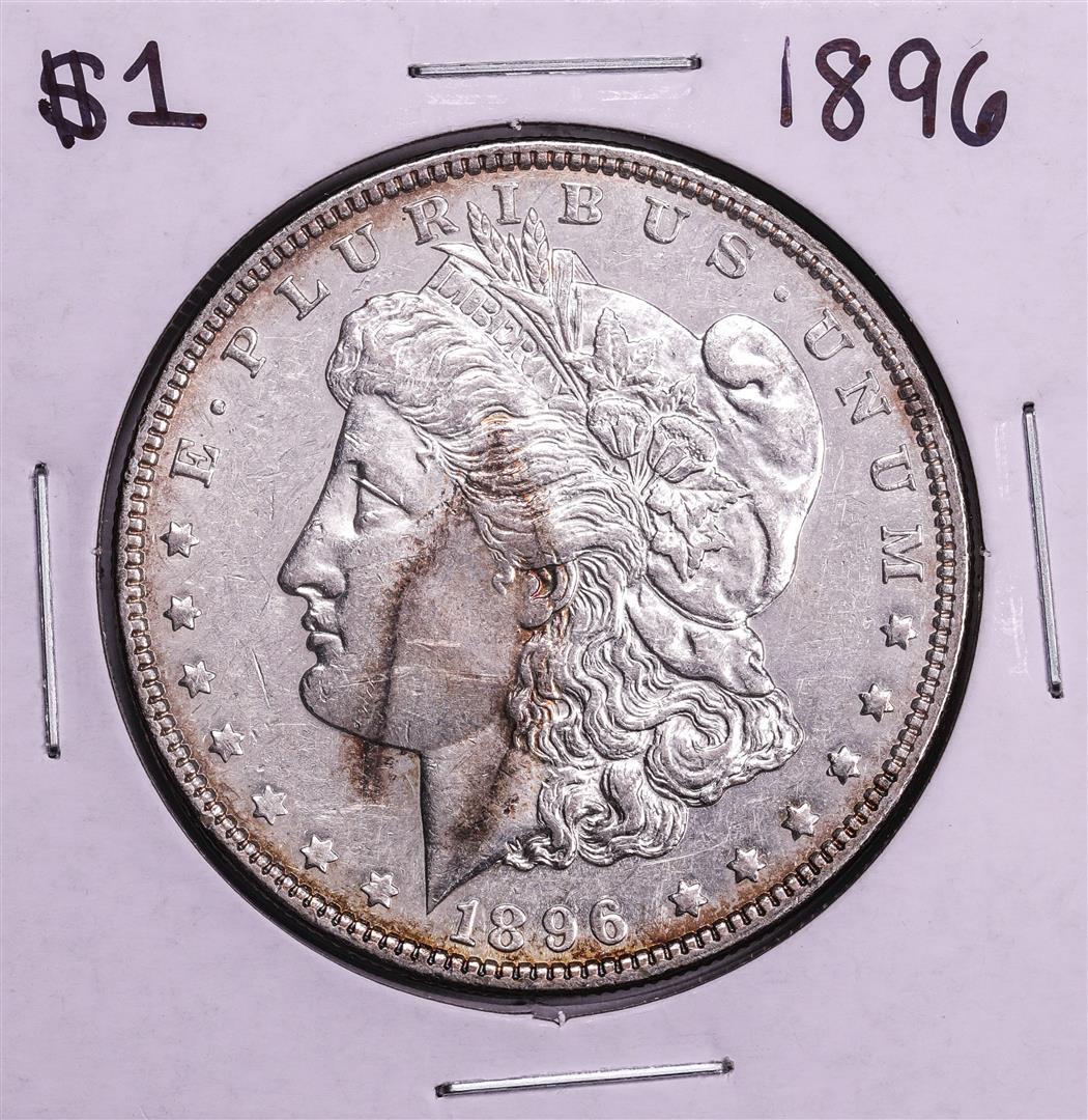 1896 $1 Morgan Silver Dollar Coin: One 1896 $1 Morgan Silver Dollar Coin.