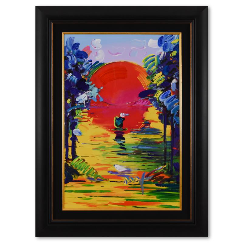 Peter Max "A Better World" Original Mixed Media On Paper: "A Better World" is a one-of-a-kind acrylic mixed media on paper, hand signed by Peter Max. This piece comes custom framed. On the reverse side of this piece there is a registration number (256438) fr