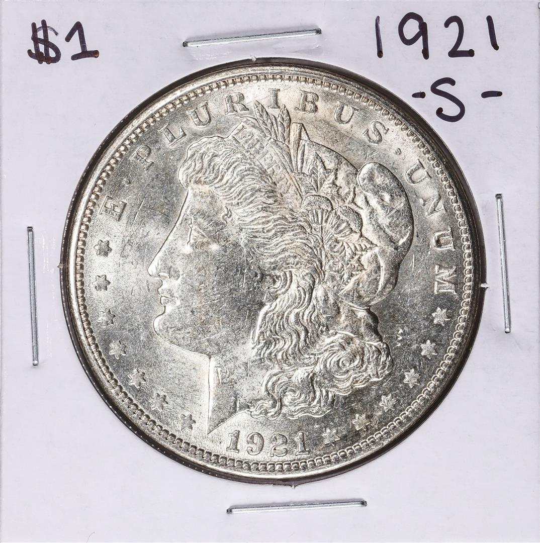 1921-S $1 Morgan Silver Dollar Coin: One 1921-S $1 Morgan Silver Dollar Coin.