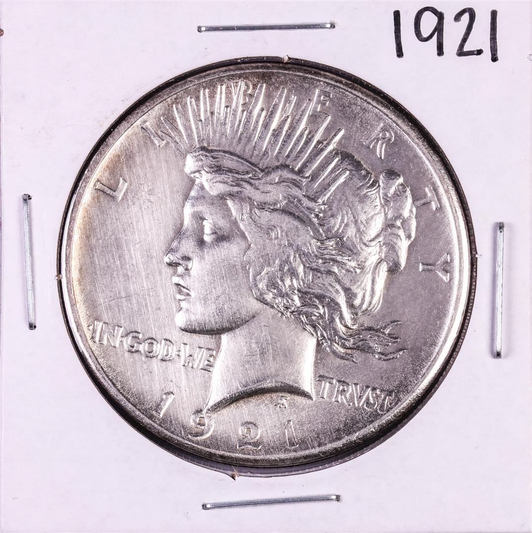 1921 $1 Peace Silver Dollar Coin: One 1921 $1 Peace Silver Dollar Coin.