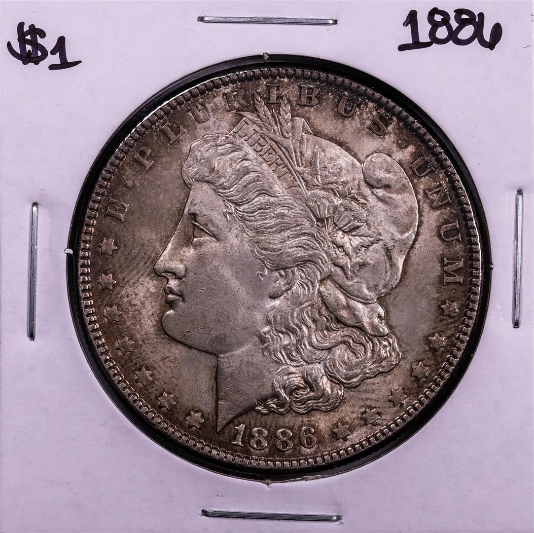 1886 $1 Morgan Silver Dollar Coin: One 1886 $1 Morgan Silver Dollar Coin.