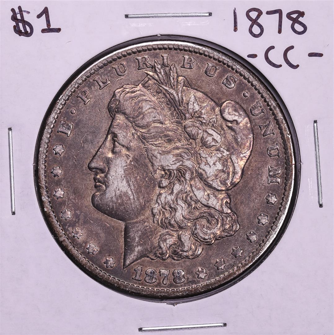 1878-CC $1 Morgan Silver Dollar Coin: One 1878-CC $1 Morgan Silver Dollar Coin.