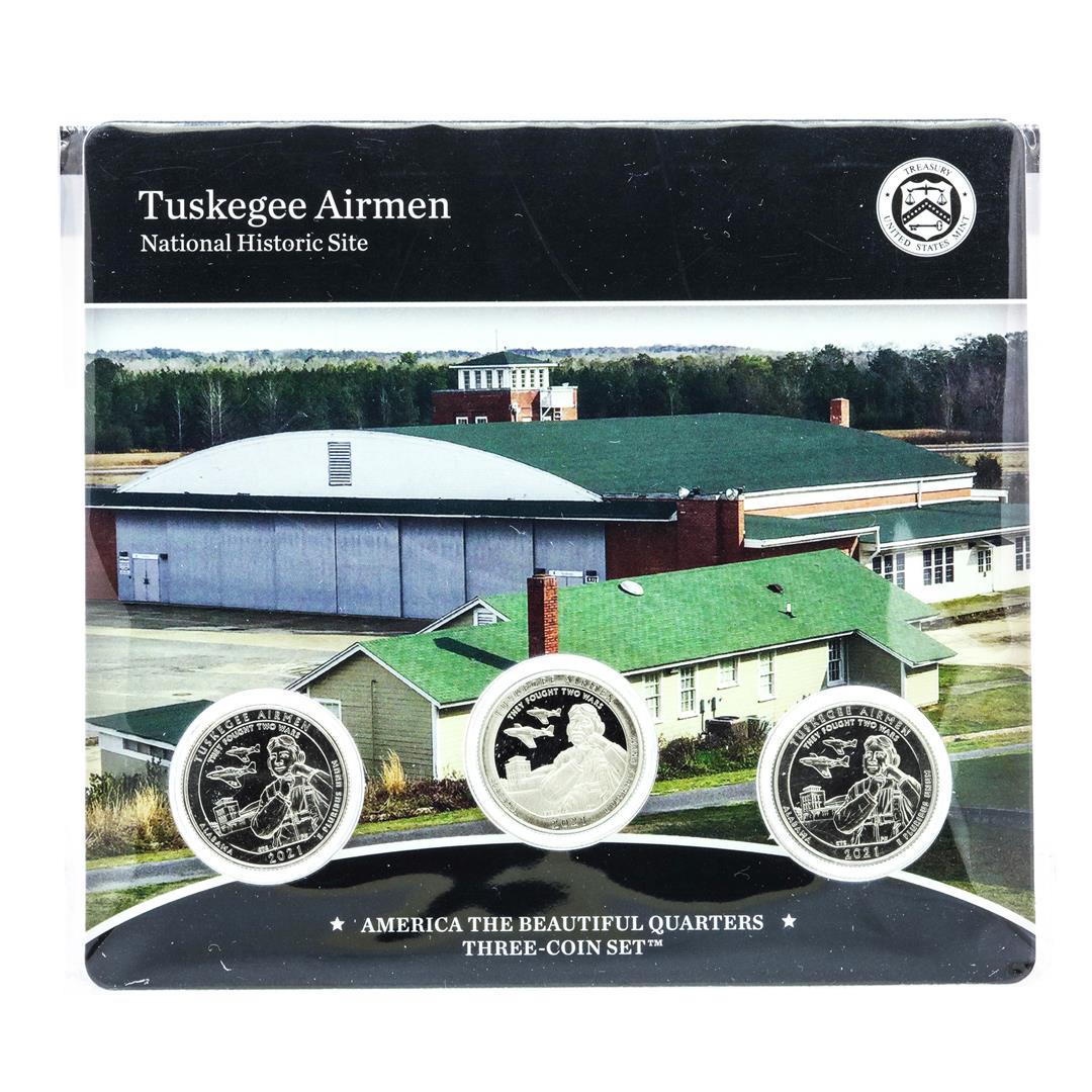 2021 Tuskegee Airmen Historical Park American The Beautiful Three-Coin Quarter Set: One 2021 Tuskegee Airmen Historical Park American The Beautiful Three-Coin Quarter Set.