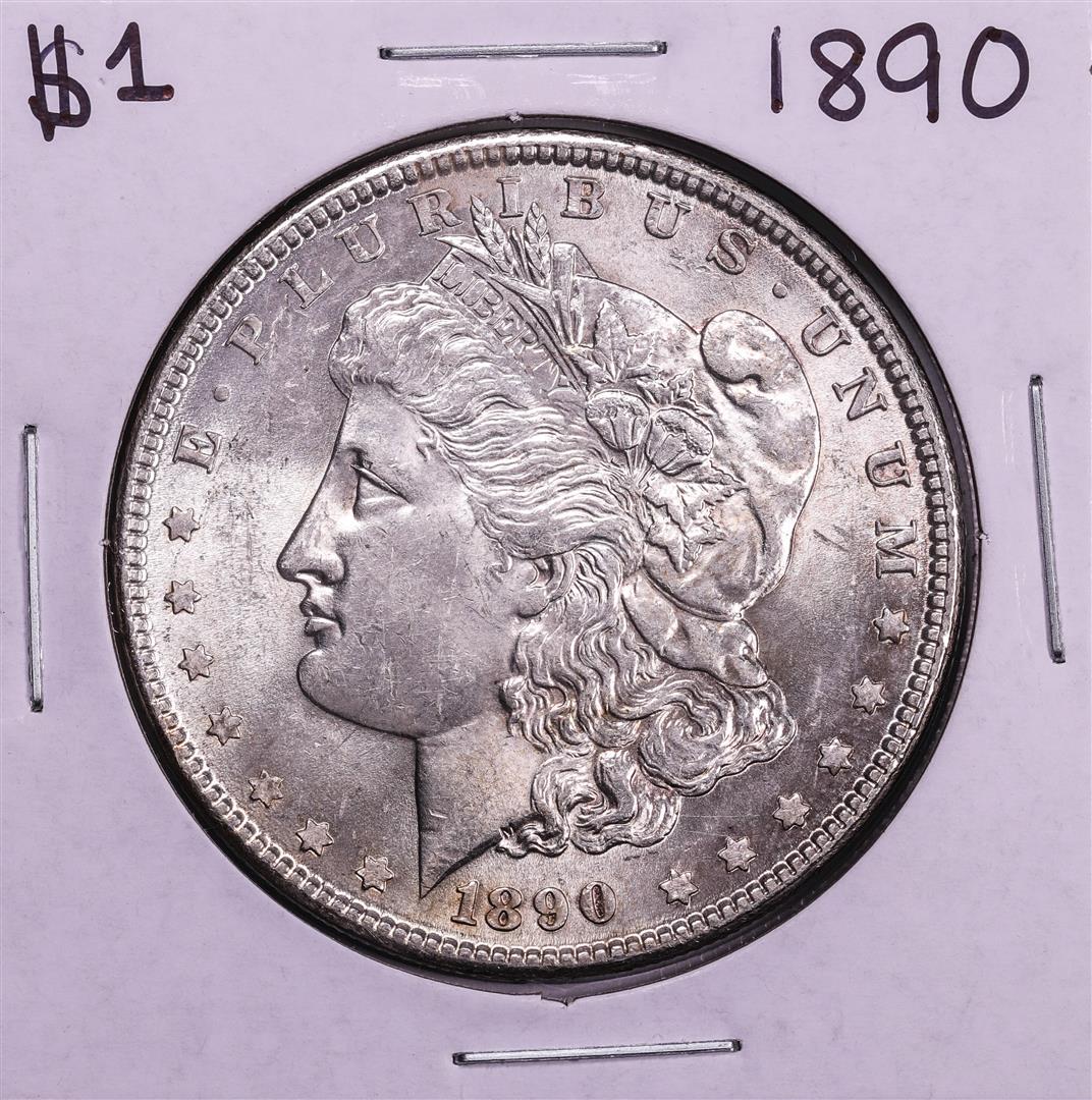 1890 $1 Morgan Silver Dollar Coin: One 1890 $1 Morgan Silver Dollar Coin.