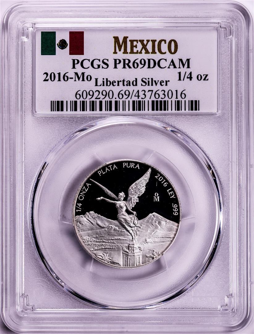 2016-Mo Mexico Proof 1/4 oz Silver Libertad Coins PCGS PR69DCAM: One 2016-Mo Mexico Proof 1/4 oz Silver Libertad Coins PCGS PR69DCAM. PCGS Graded.