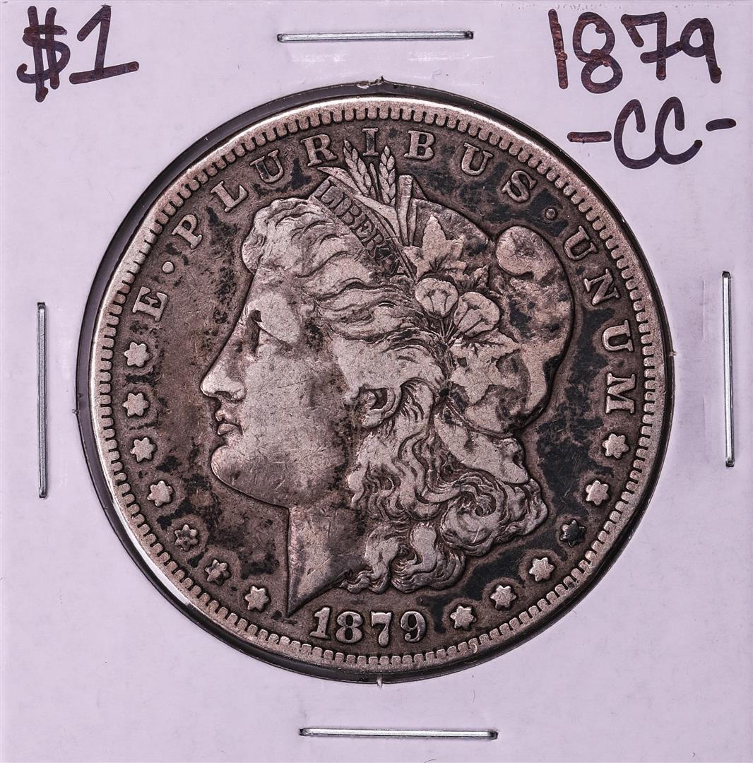 1879-CC $1 Morgan Silver Dollar Coin: One 1879-CC $1 Morgan Silver Dollar Coin.