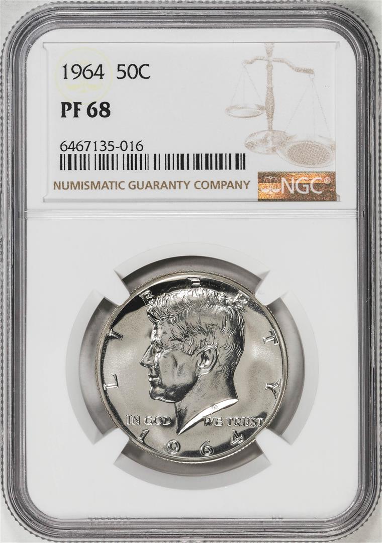 1964 Proof Kennedy Half Dollar Coin NGC PF68: One 1964 Proof Kennedy Half Dollar Coin NGC PF68. NGC Certified.