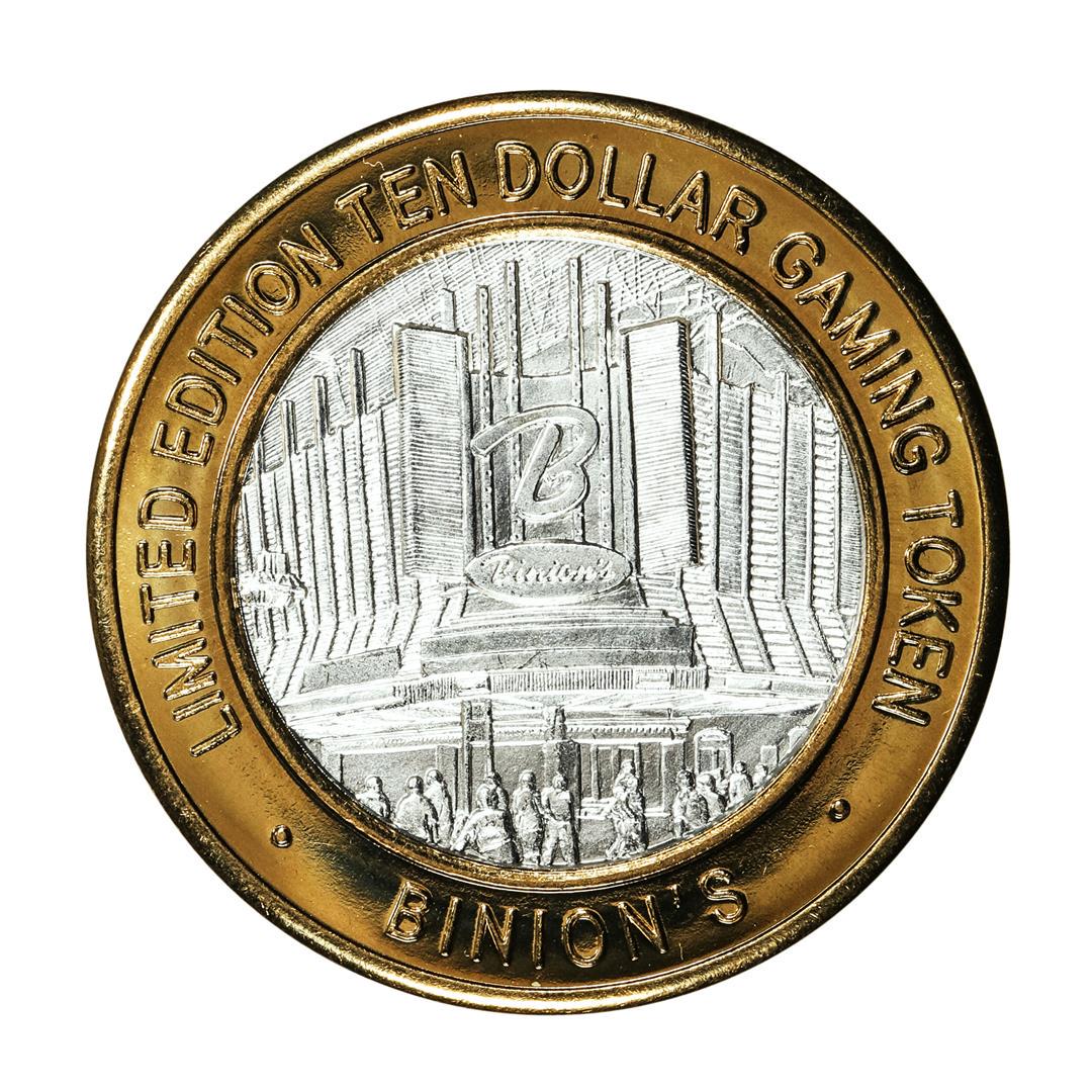 .999 Silver Binion's Las Vegas, Nevada $10 Casino Limited Edition Gaming Token: One .999 Silver Binion's Las Vegas, Nevada $10 Casino Limited Edition Gaming Token.