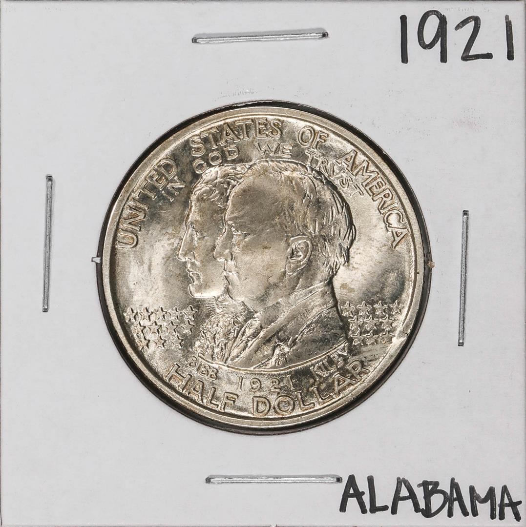1921 Alabama Centennial Commemorative Half Dollar Coin: One 1921 Alabama Centennial Commemorative Half Dollar Coin.