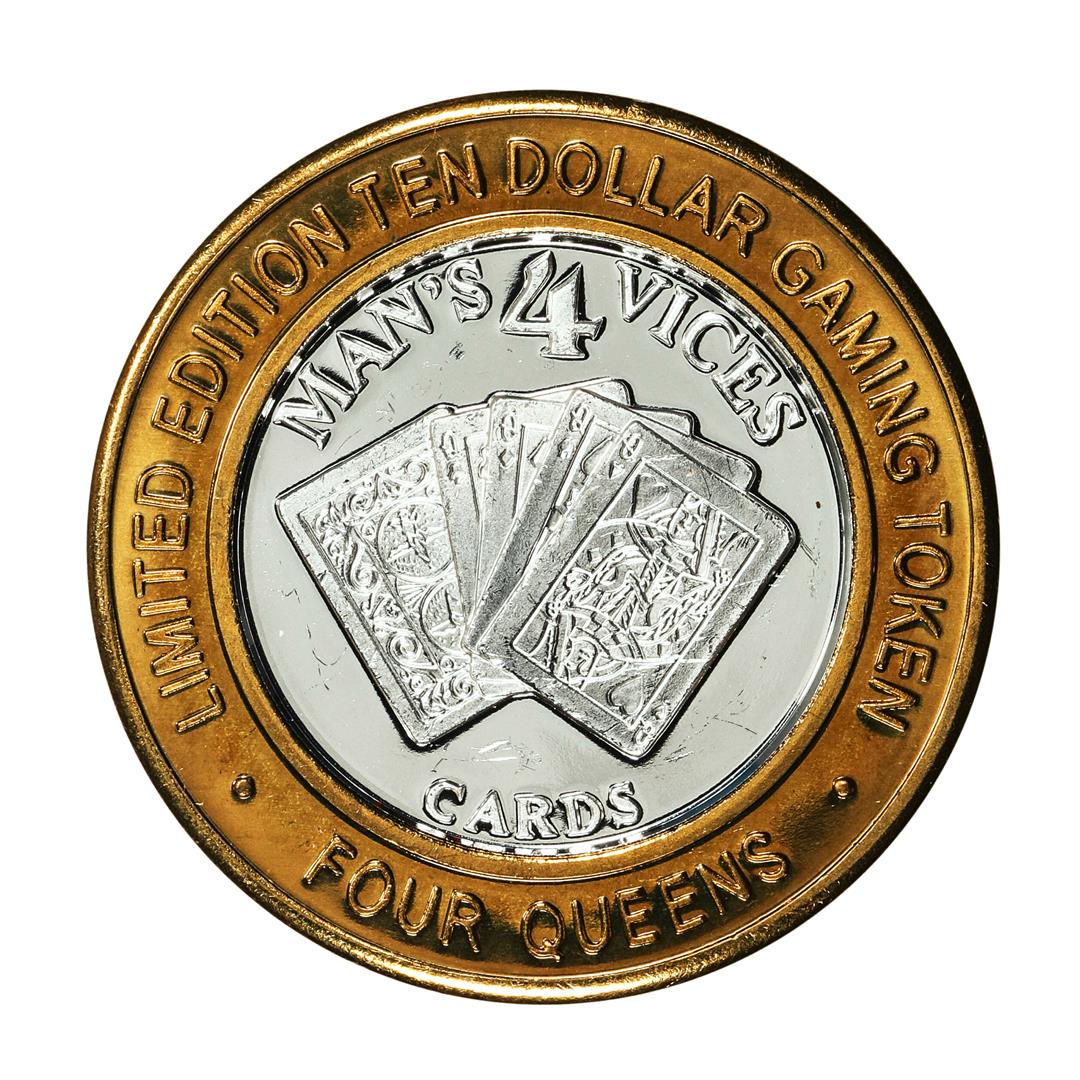 .999 Fine Silver Four Queens Las Vegas, NV $10 Limited Edition Gaming Token: One .999 Fine Silver Four Queens Las Vegas, NV $10 Limited Edition Gaming Token.