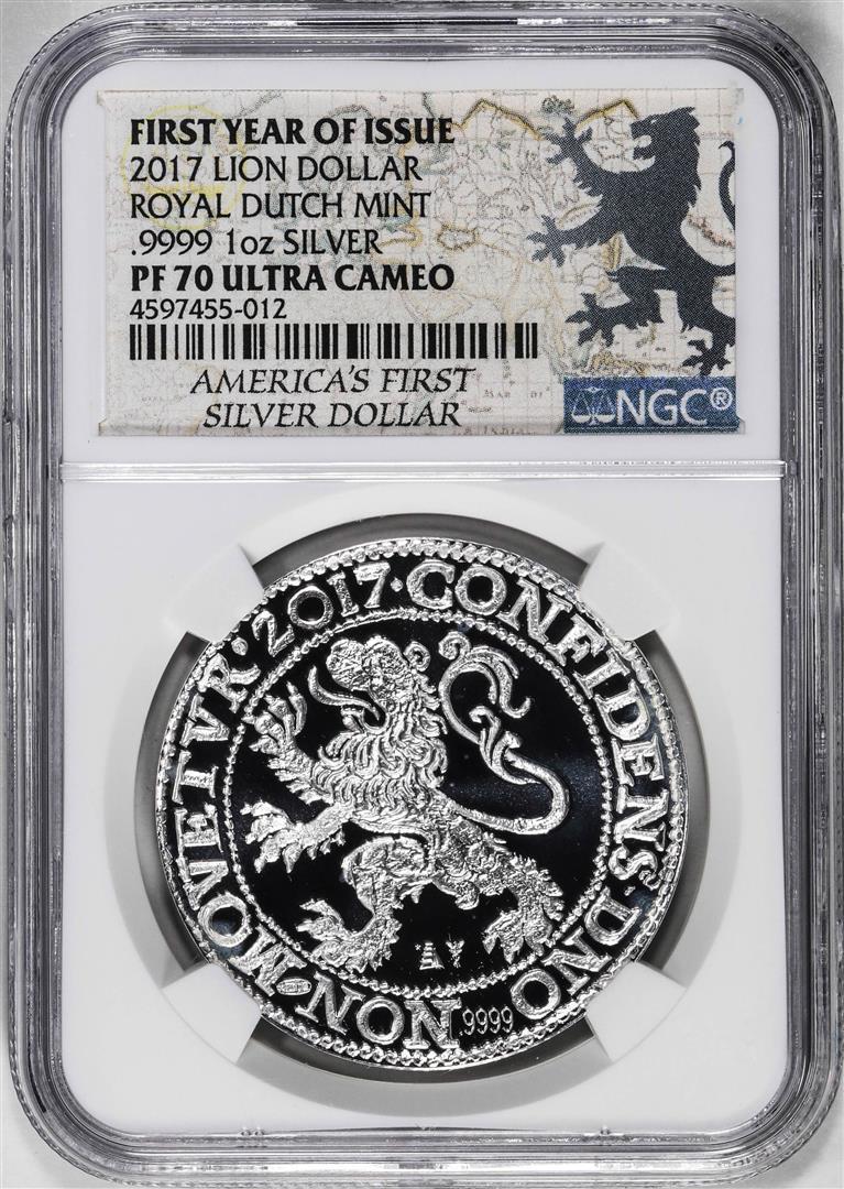 2017 Netherlands Proof Lion Dollar Restrike Silver Coin NGC PF70 Ultra Cameo FYOI: One 2017 Netherlands Proof Lion Dollar Restrike Silver Coin NGC PF70 Ultra Cameo FYOI. NGC Certified.