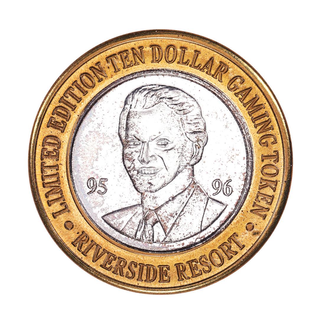 .999 Silver Riverside Resort Casino Laughlin, NV $10 Limited Edition Gaming Token: One .999 Silver Riverside Resort Casino Laughlin, NV $10 Limited Edition Gaming Token.