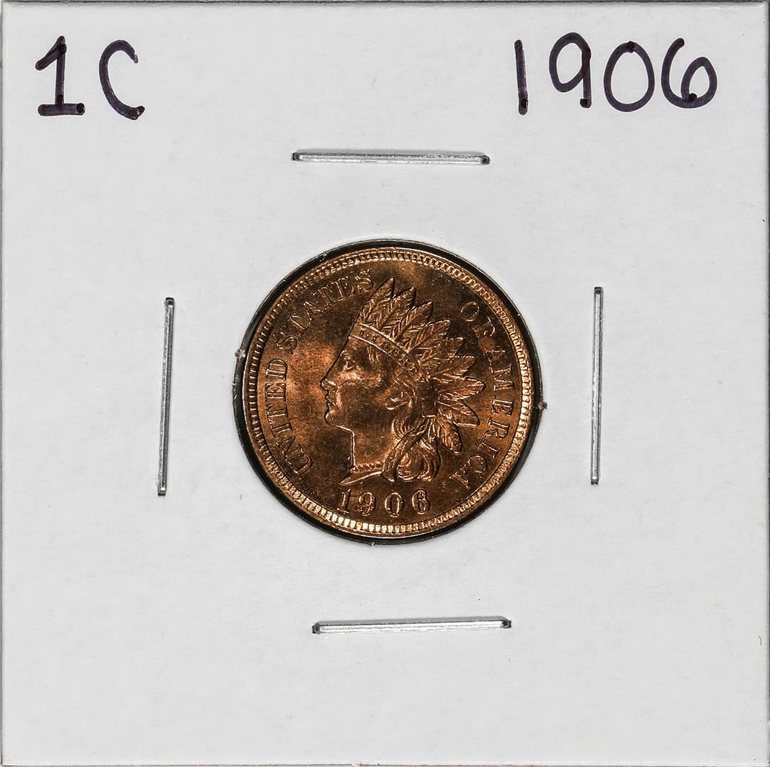 1906 Indian Head Cent Coin: One 1906 Indian Head Cent Coin.
