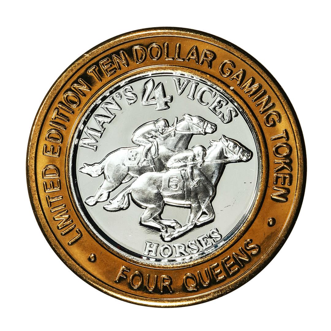 .999 Fine Silver Four Queens Las Vegas, NV $10 Limited Edition Gaming Token: One .999 Fine Silver Four Queens Las Vegas, NV $10 Limited Edition Gaming Token.