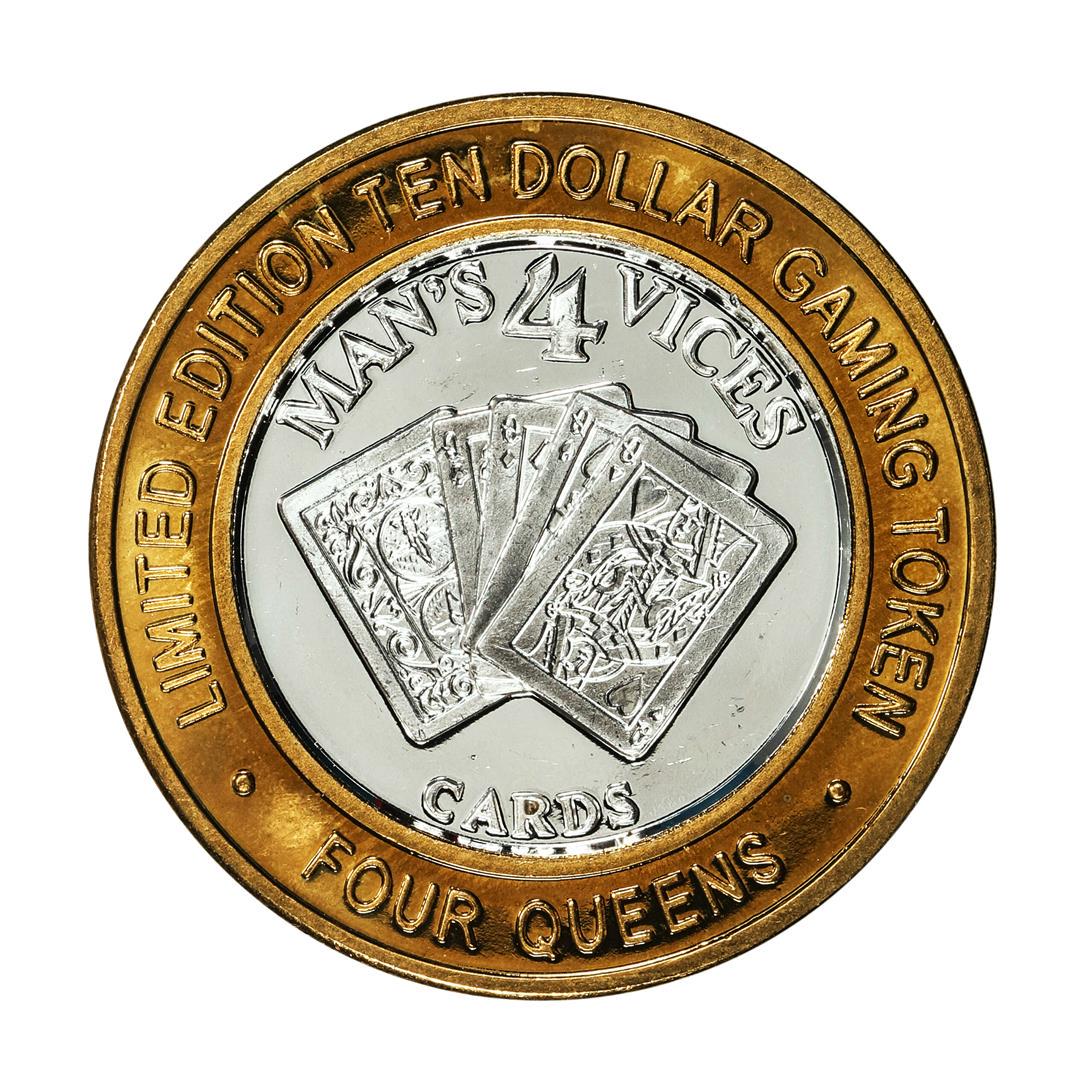 .999 Fine Silver Four Queens Las Vegas, NV $10 Limited Edition Gaming Token: One .999 Fine Silver Four Queens Las Vegas, NV $10 Limited Edition Gaming Token.