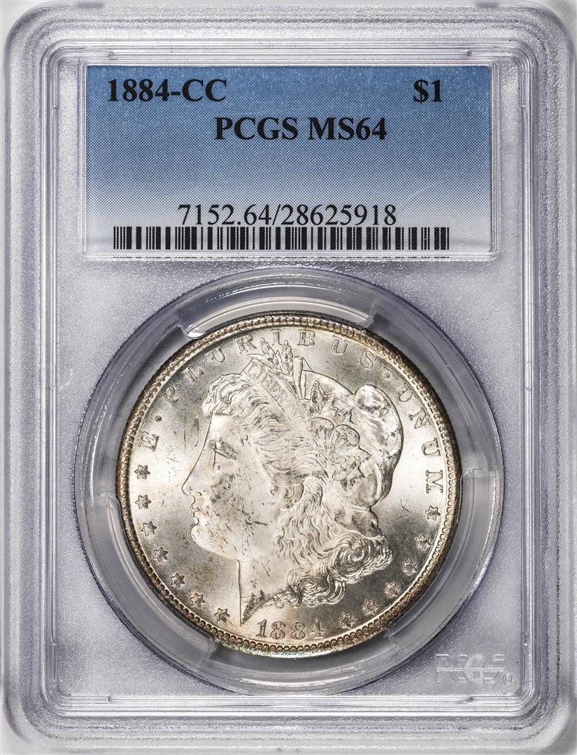 1884-CC $1 Morgan Silver Dollar Coin PCGS MS64: One 1884-CC $1 Morgan Silver Dollar Coin PCGS MS64. PCGS Graded.