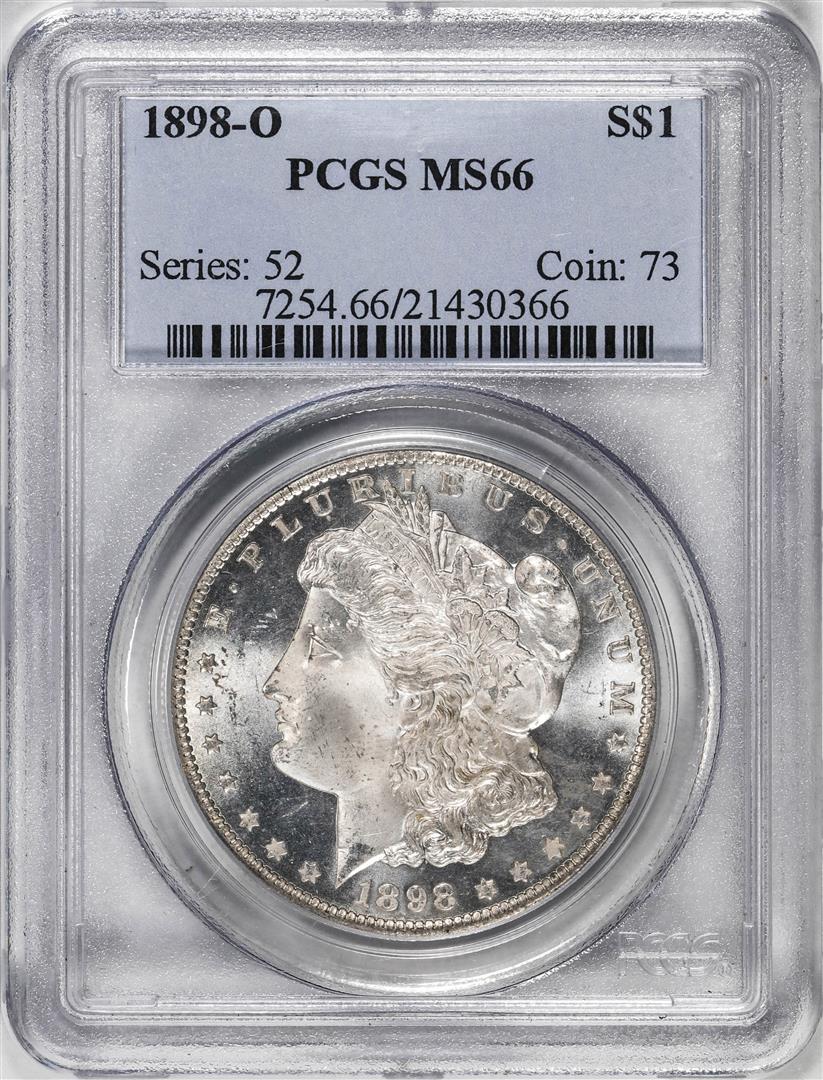 1898-O $1 Morgan Silver Dollar Coin PCGS MS66: One 1898-O $1 Morgan Silver Dollar Coin PCGS MS66. PCGS Graded.