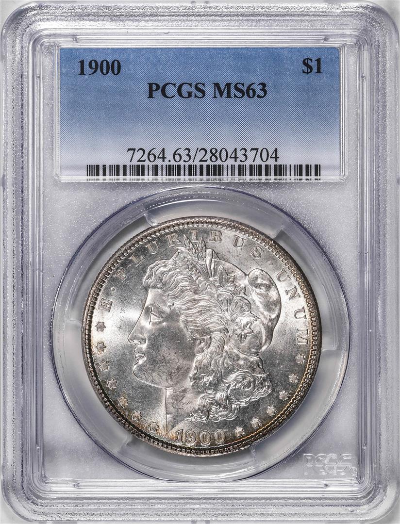 1900 $1 Morgan Silver Dollar Coin PCGS MS63: One 1900 $1 Morgan Silver Dollar Coin PCGS MS63. PCGS Graded.
