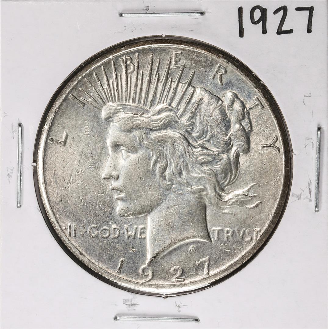 1927 $1 Peace Silver Dollar Coin: One 1927 $1 Peace Silver Dollar Coin.