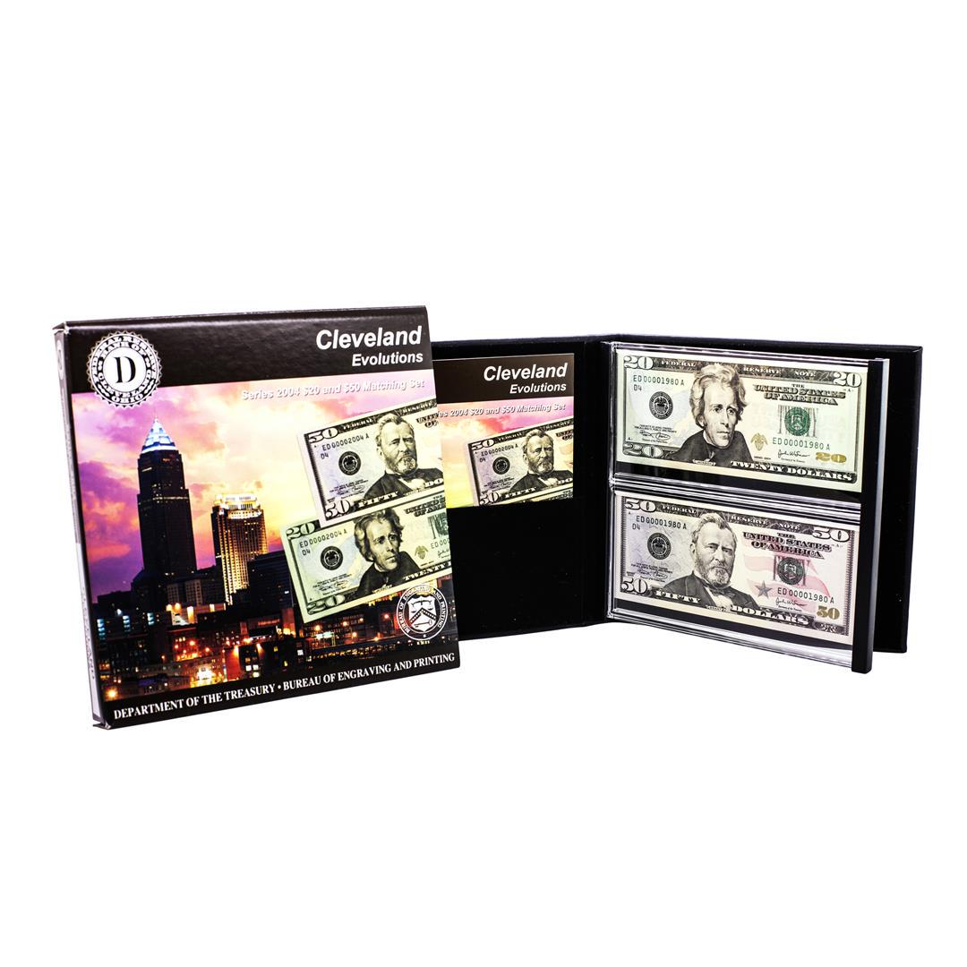 Evolutions Series 2004 $20 & $50 Federal Reserve Note Cleveland Matching Serial #'s: One Evolutions Series 2004 $20 & $50 Federal Reserve Note Cleveland Matching Serial #'s.