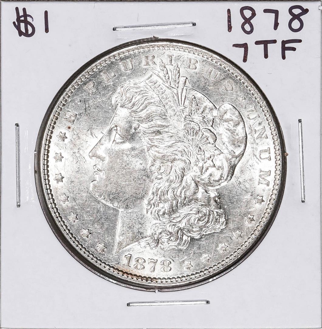 1878 7TF $1 Morgan Silver Dollar Coin: One 1878 7TF $1 Morgan Silver Dollar Coin.